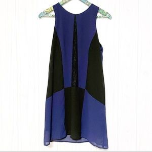 ASTR Colorblock Blue Black Sleeveless Dress Size Small